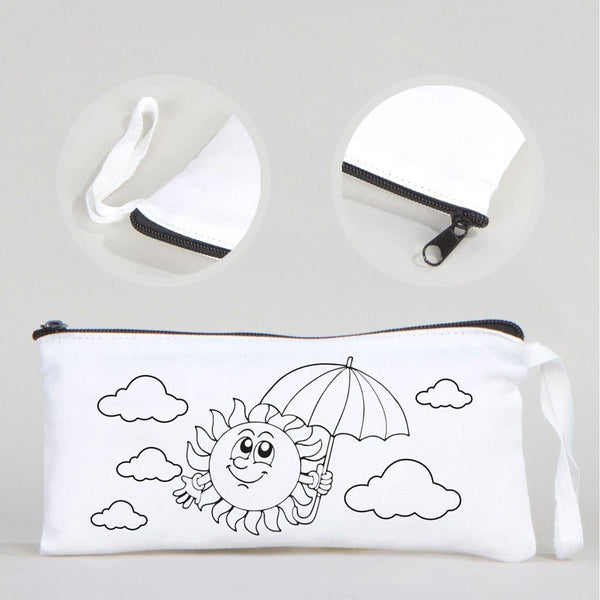 Dyeable Fabric Pencil Case 8" W x 4" H (21cm x 10cm) - Happy Sun - Pamusan.com