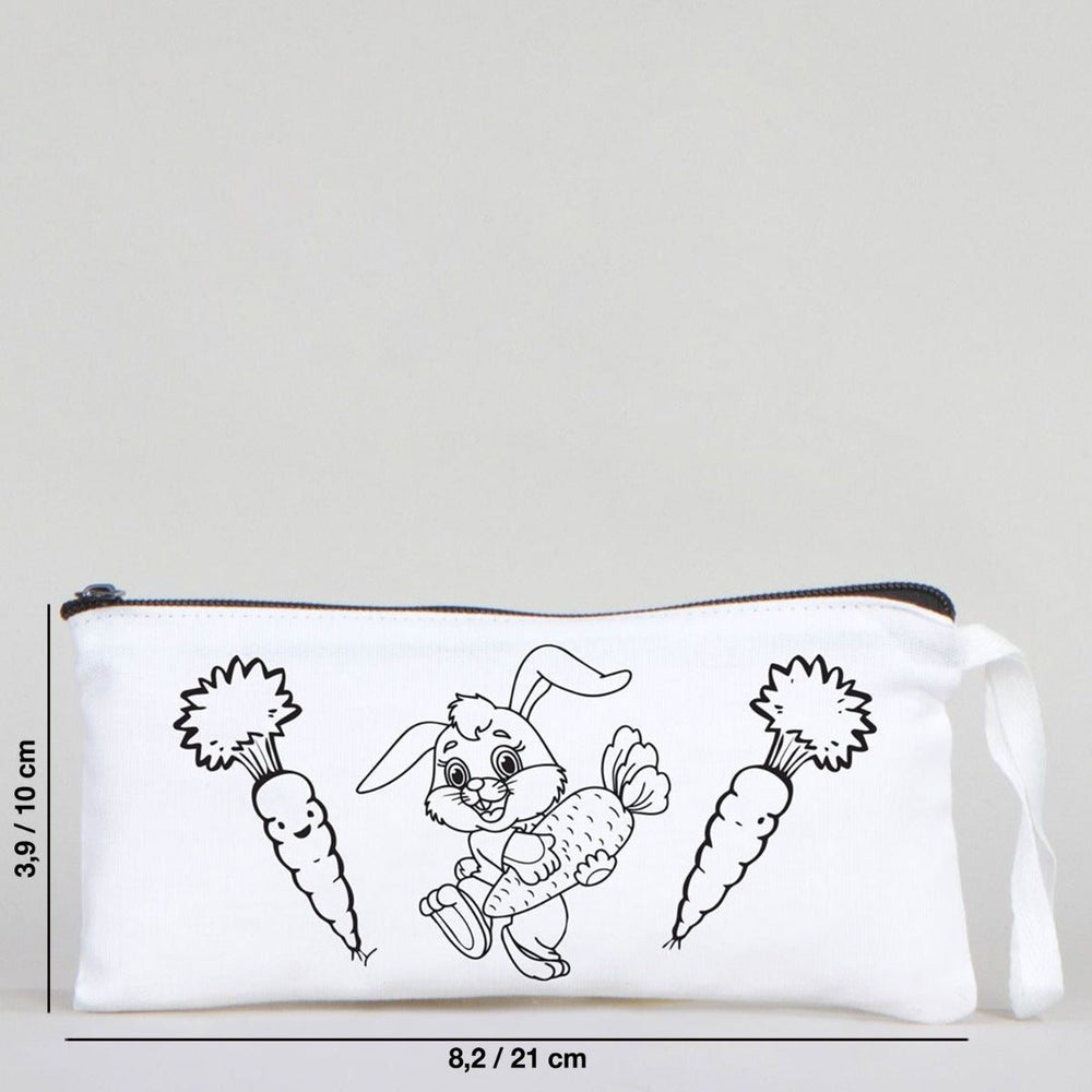 Dyeable Fabric Pencil Case 8" W x 4" H (21cm x 10cm) - Little Bunny - Pamusan.com