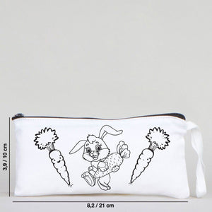 Dyeable Fabric Pencil Case 8" W x 4" H (21cm x 10cm) - Little Bunny - Pamusan.com
