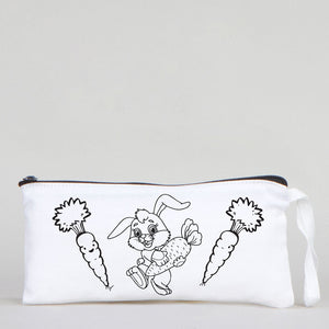 Dyeable Fabric Pencil Case 8" W x 4" H (21cm x 10cm) - Little Bunny - Pamusan.com