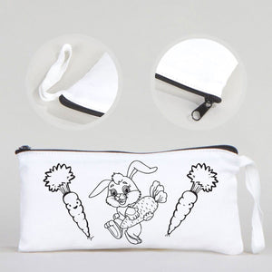 Dyeable Fabric Pencil Case 8" W x 4" H (21cm x 10cm) - Little Bunny - Pamusan.com