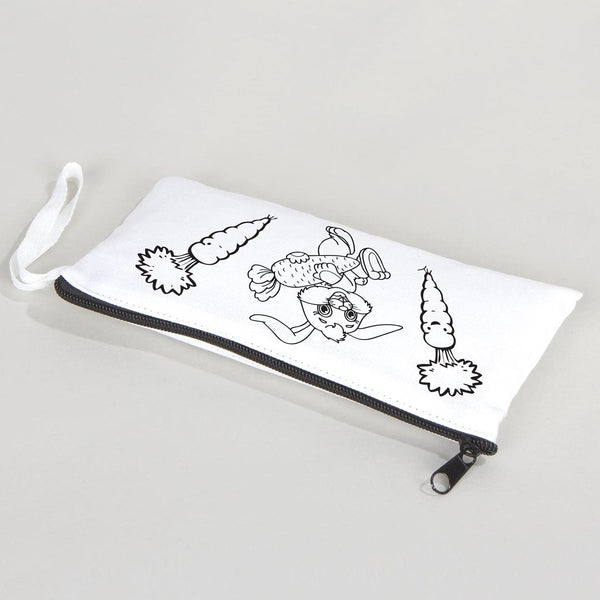 Dyeable Fabric Pencil Case 8" W x 4" H (21cm x 10cm) - Little Bunny - Pamusan.com