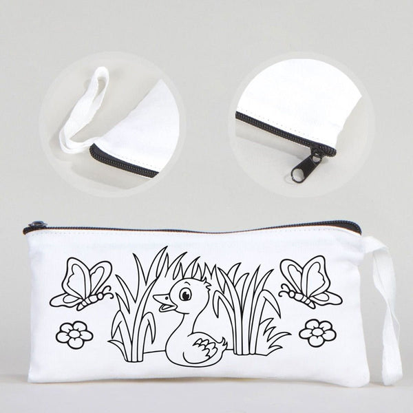Dyeable Fabric Pencil Case 8" W x 4" H (21cm x 10cm) - Little Duck - Pamusan.com
