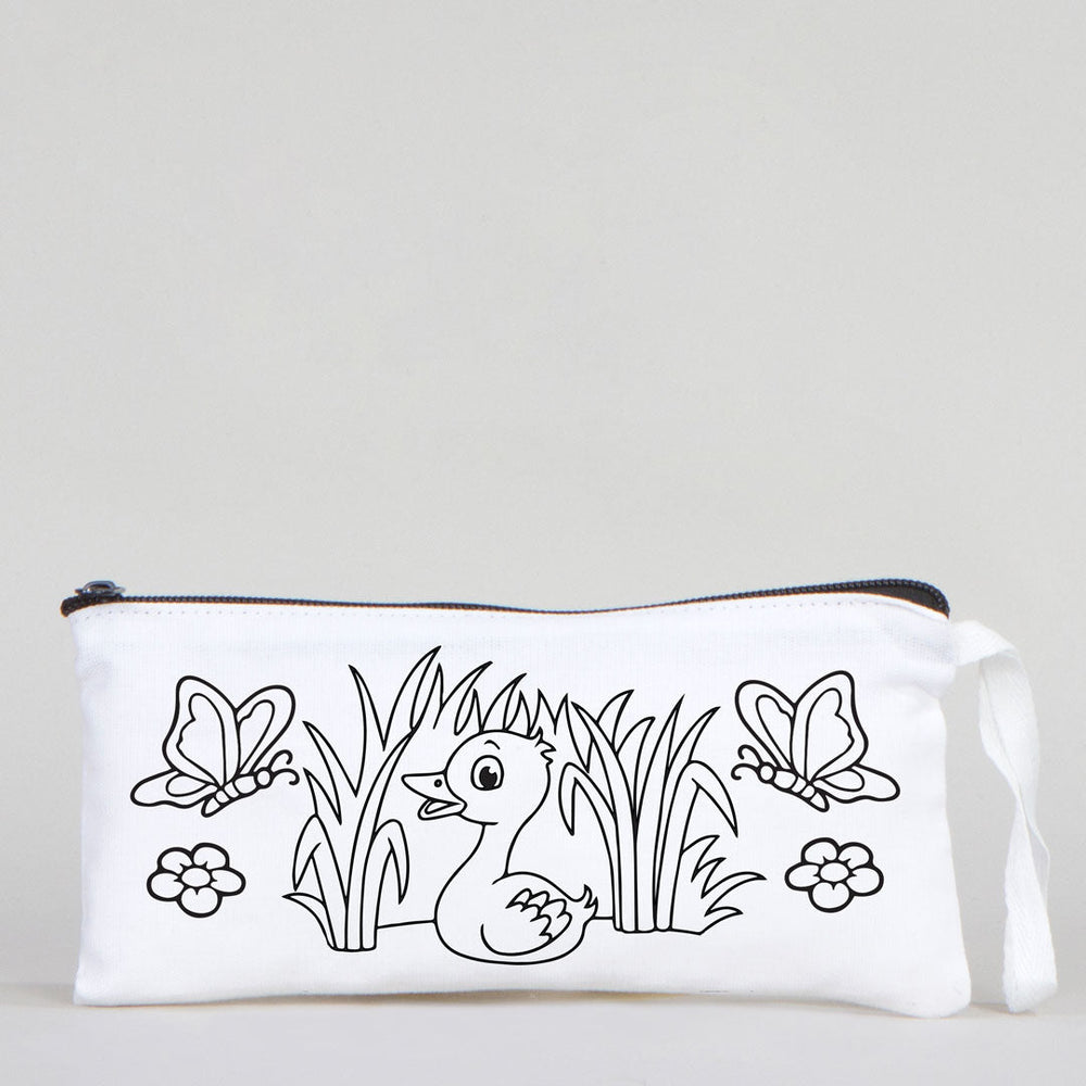 Dyeable Fabric Pencil Case 8" W x 4" H (21cm x 10cm) - Little Duck - Pamusan.com