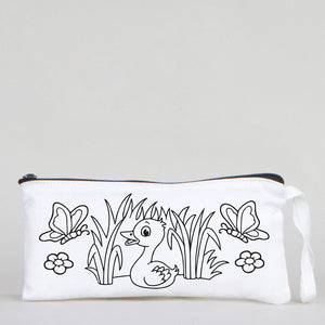 Dyeable Fabric Pencil Case 8" W x 4" H (21cm x 10cm) - Little Duck - Pamusan.com