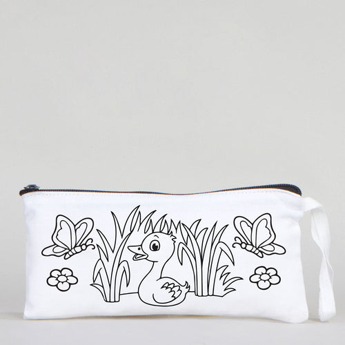 Dyeable Fabric Pencil Case 8" W x 4" H (21cm x 10cm) - Little Duck - Pamusan.com