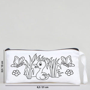 Dyeable Fabric Pencil Case 8" W x 4" H (21cm x 10cm) - Little Duck - Pamusan.com