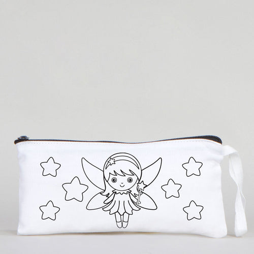 Dyeable Fabric Pencil Case 8" W x 4" H (21cm x 10cm) - Little Fairy - Pamusan.com