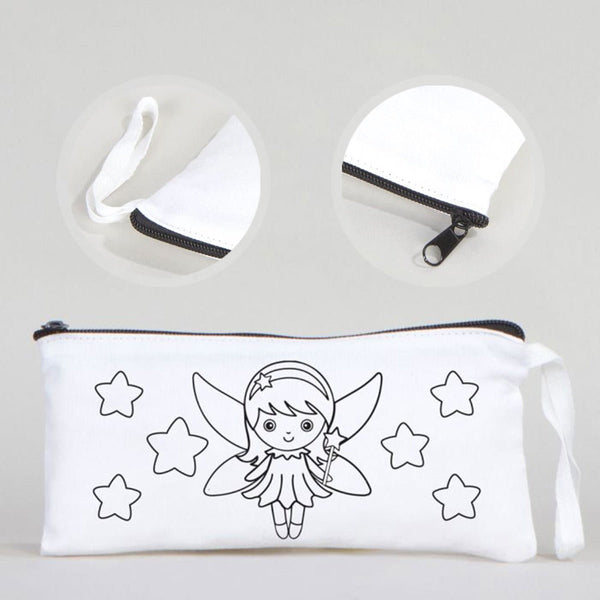 Dyeable Fabric Pencil Case 8" W x 4" H (21cm x 10cm) - Little Fairy - Pamusan.com
