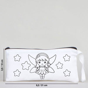 Dyeable Fabric Pencil Case 8" W x 4" H (21cm x 10cm) - Little Fairy - Pamusan.com