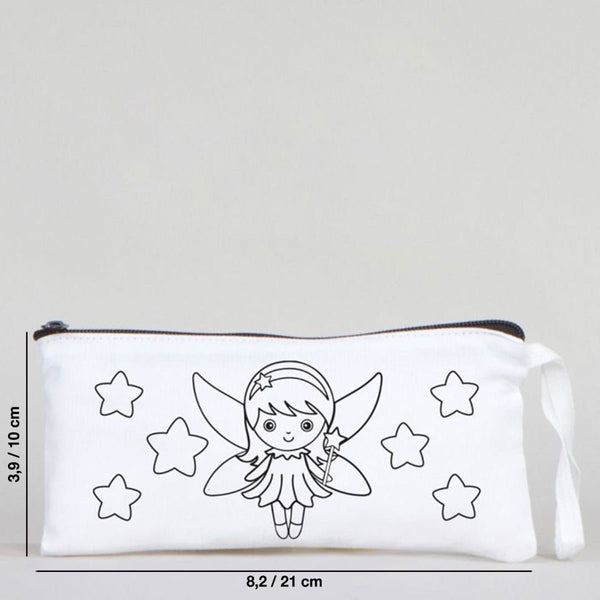 Dyeable Fabric Pencil Case 8" W x 4" H (21cm x 10cm) - Little Fairy - Pamusan.com