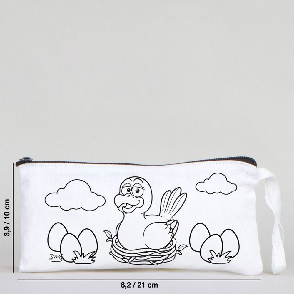 Dyeable Fabric Pencil Case - 8" W x 4" H (21cm x 10cm) - Mother Bird - Pamusan.com