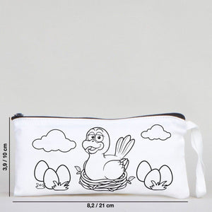 Dyeable Fabric Pencil Case - 8" W x 4" H (21cm x 10cm) - Mother Bird - Pamusan.com