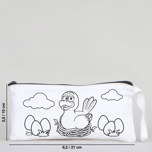 Dyeable Fabric Pencil Case - 8" W x 4" H (21cm x 10cm) - Mother Bird - Pamusan.com