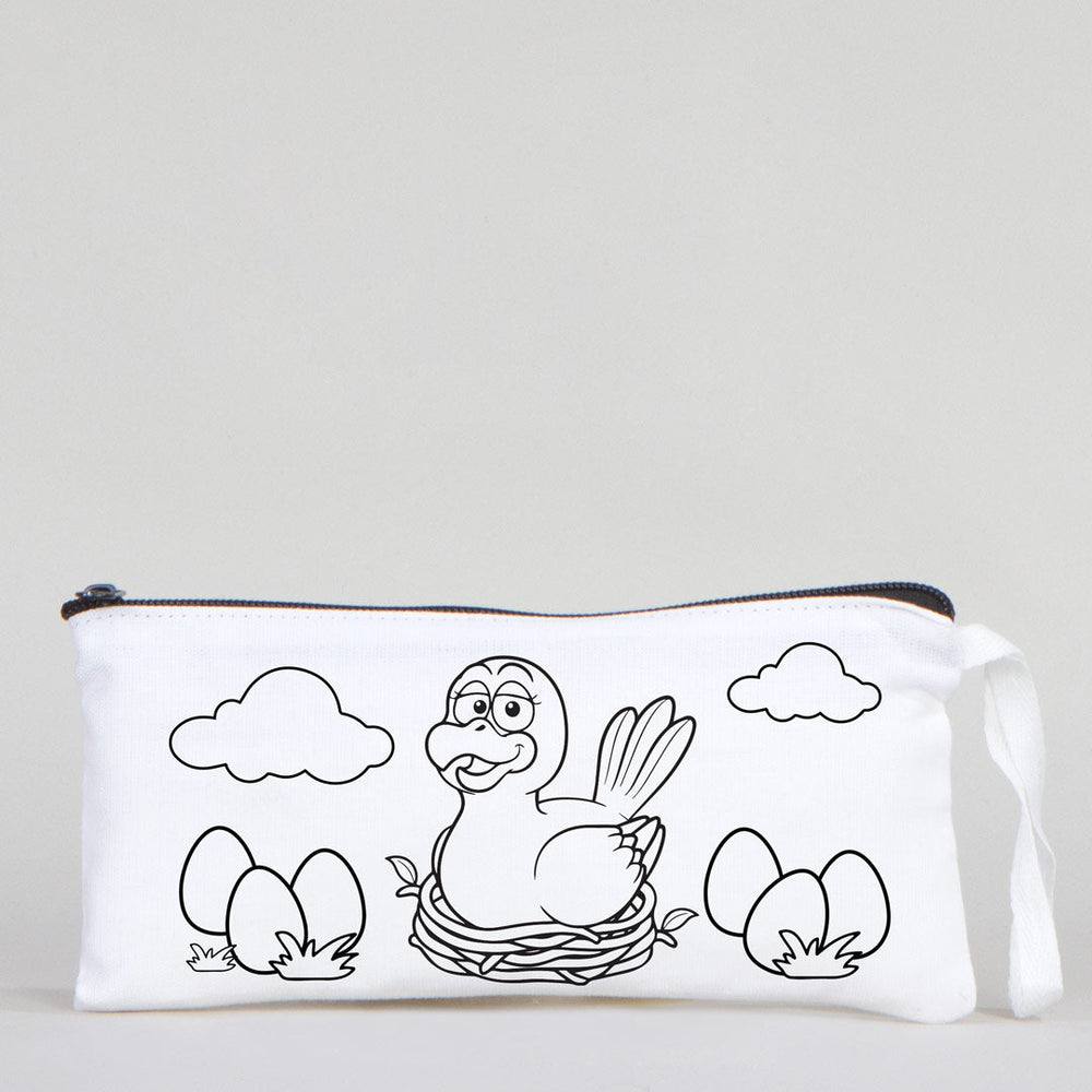 Dyeable Fabric Pencil Case - 8" W x 4" H (21cm x 10cm) - Mother Bird - Pamusan.com