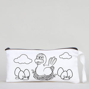 Dyeable Fabric Pencil Case - 8" W x 4" H (21cm x 10cm) - Mother Bird - Pamusan.com