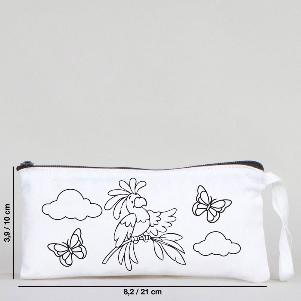 Dyeable Fabric Pencil Case 8" W x 4" H (21cm x 10cm) - Parrot - Pamusan.com