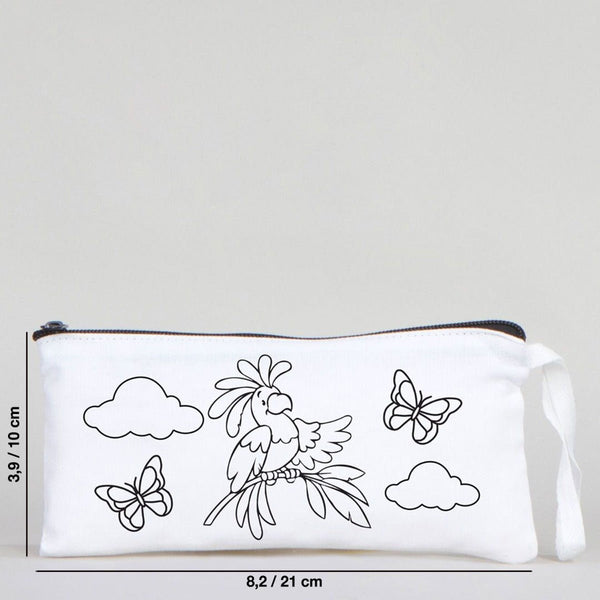 Dyeable Fabric Pencil Case 8" W x 4" H (21cm x 10cm) - Parrot - Pamusan.com