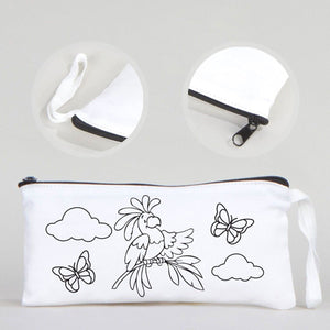Dyeable Fabric Pencil Case 8" W x 4" H (21cm x 10cm) - Parrot - Pamusan.com