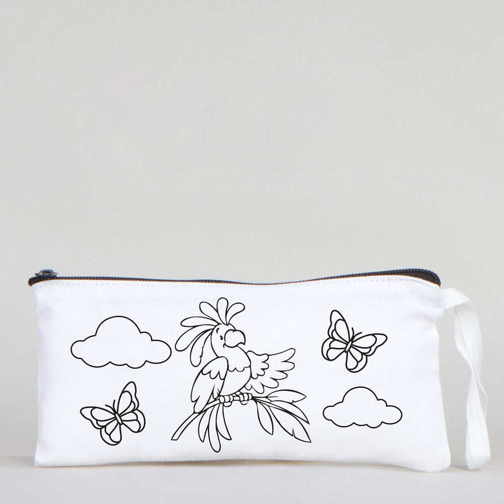 Dyeable Fabric Pencil Case 8" W x 4" H (21cm x 10cm) - Parrot - Pamusan.com