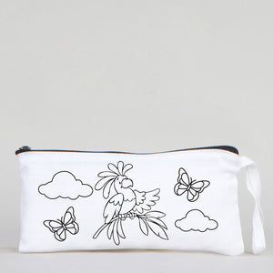 Dyeable Fabric Pencil Case 8" W x 4" H (21cm x 10cm) - Parrot - Pamusan.com