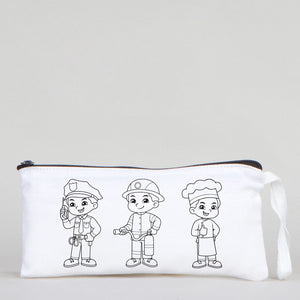 Dyeable Fabric Pencil Case 8" W x 4" H (21cm x 10cm) - Professions - Pamusan.com