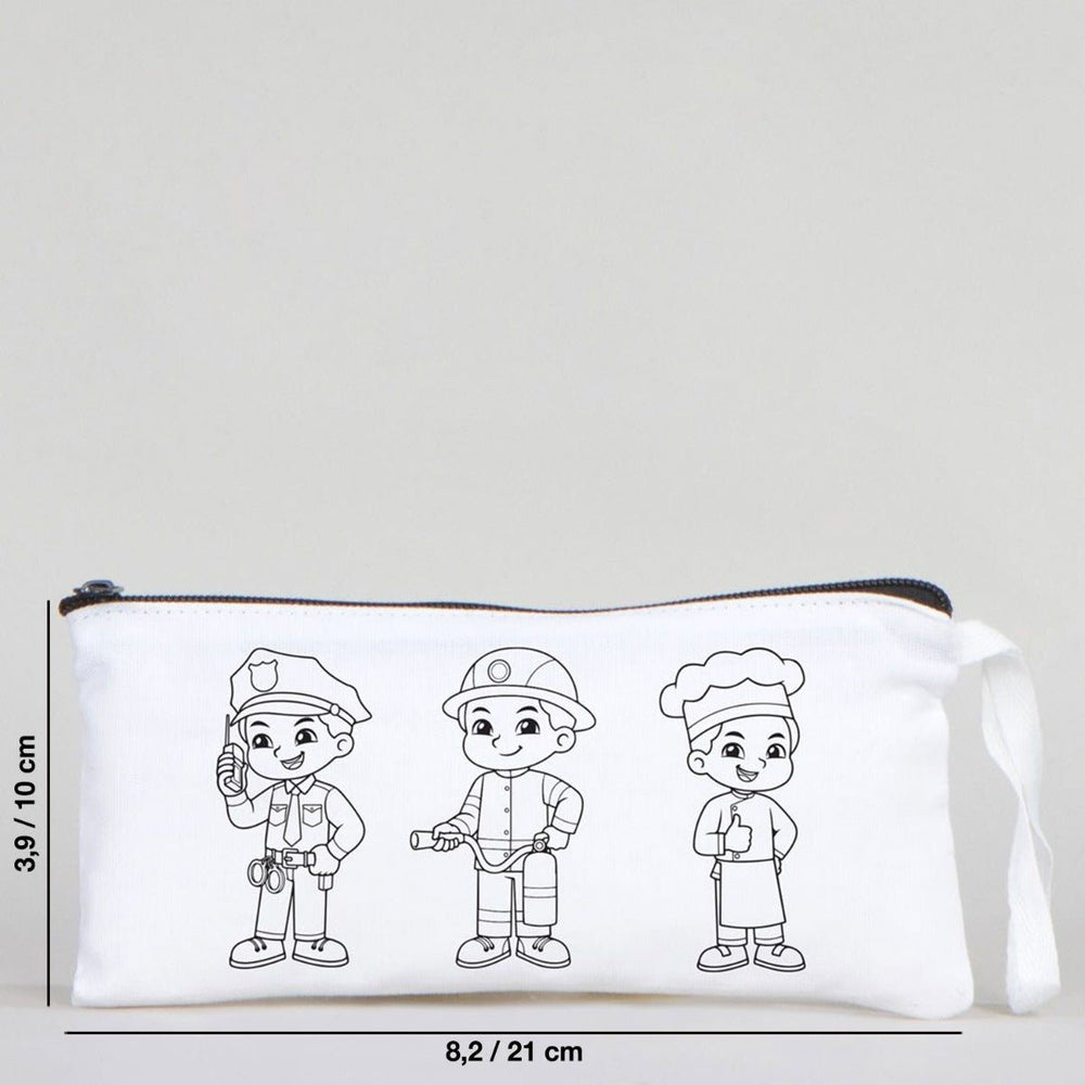 Dyeable Fabric Pencil Case 8" W x 4" H (21cm x 10cm) - Professions - Pamusan.com