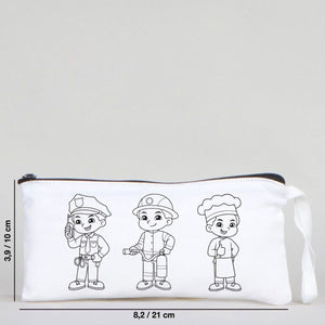 Dyeable Fabric Pencil Case 8" W x 4" H (21cm x 10cm) - Professions - Pamusan.com