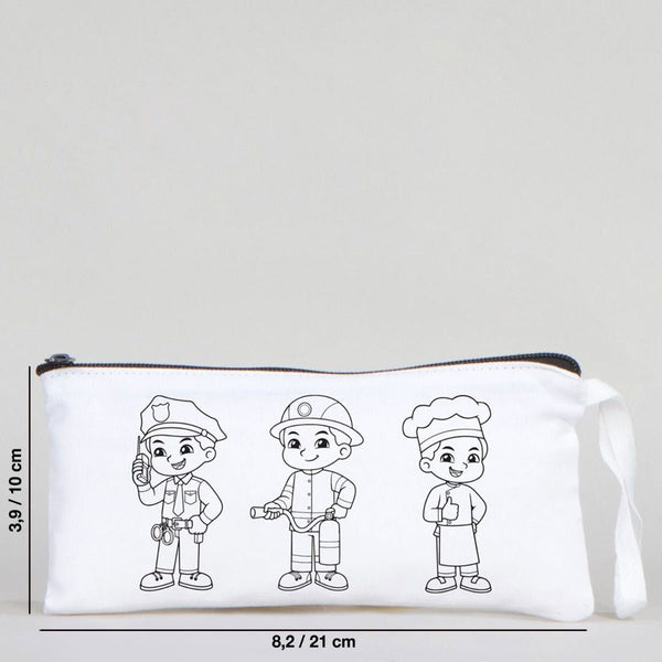 Dyeable Fabric Pencil Case 8" W x 4" H (21cm x 10cm) - Professions - Pamusan.com