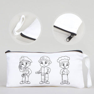Dyeable Fabric Pencil Case 8" W x 4" H (21cm x 10cm) - Professions - Pamusan.com