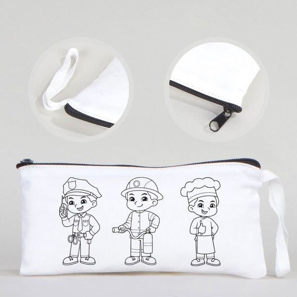 Dyeable Fabric Pencil Case 8" W x 4" H (21cm x 10cm) - Professions - Pamusan.com