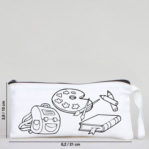 Dyeable Fabric Pencil Case - 8" W x 4" H (21cm x 10cm) School Tool - Pamusan.com