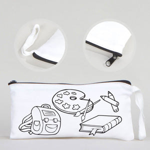 Dyeable Fabric Pencil Case - 8" W x 4" H (21cm x 10cm) School Tool - Pamusan.com
