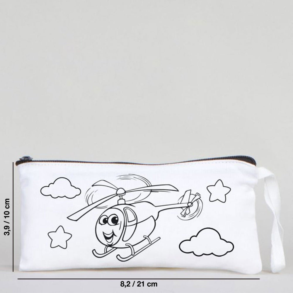 Dyeable Fabric Pencil Case 8" W x 4" H (21cm x 10cm) - Sweet Helicopter - Pamusan.com