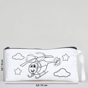 Dyeable Fabric Pencil Case 8" W x 4" H (21cm x 10cm) - Sweet Helicopter - Pamusan.com