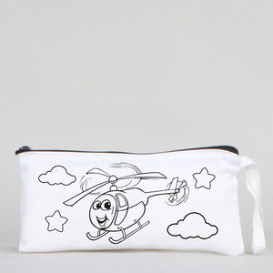 Dyeable Fabric Pencil Case 8" W x 4" H (21cm x 10cm) - Sweet Helicopter - Pamusan.com