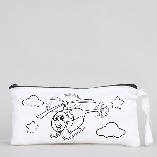 Dyeable Fabric Pencil Case 8" W x 4" H (21cm x 10cm) - Sweet Helicopter - Pamusan.com