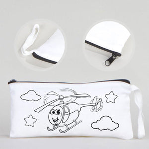 Dyeable Fabric Pencil Case 8" W x 4" H (21cm x 10cm) - Sweet Helicopter - Pamusan.com