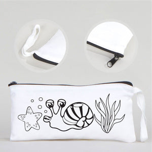 Dyeable Fabric Pencil Case 8" W x 4" H (21cm x 10cm) - Sweet Snail - Pamusan.com
