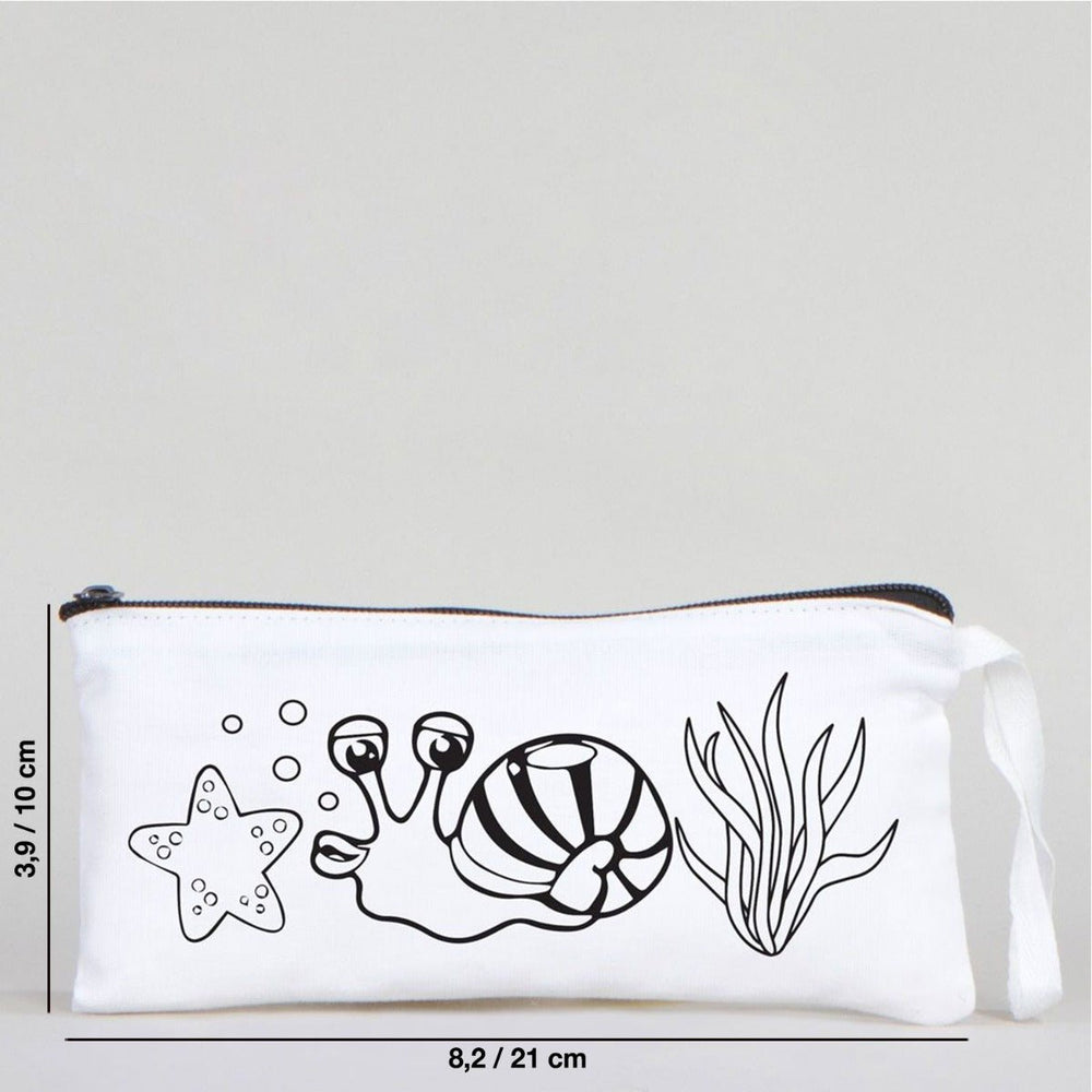 Dyeable Fabric Pencil Case 8" W x 4" H (21cm x 10cm) - Sweet Snail - Pamusan.com