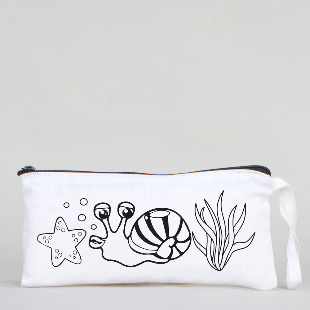 Dyeable Fabric Pencil Case 8" W x 4" H (21cm x 10cm) - Sweet Snail - Pamusan.com