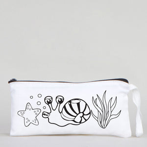 Dyeable Fabric Pencil Case 8" W x 4" H (21cm x 10cm) - Sweet Snail - Pamusan.com