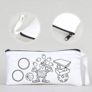 Dyeable Fabric Pencil Case  8" W x 4" H (21cm x 10cm) - Clown