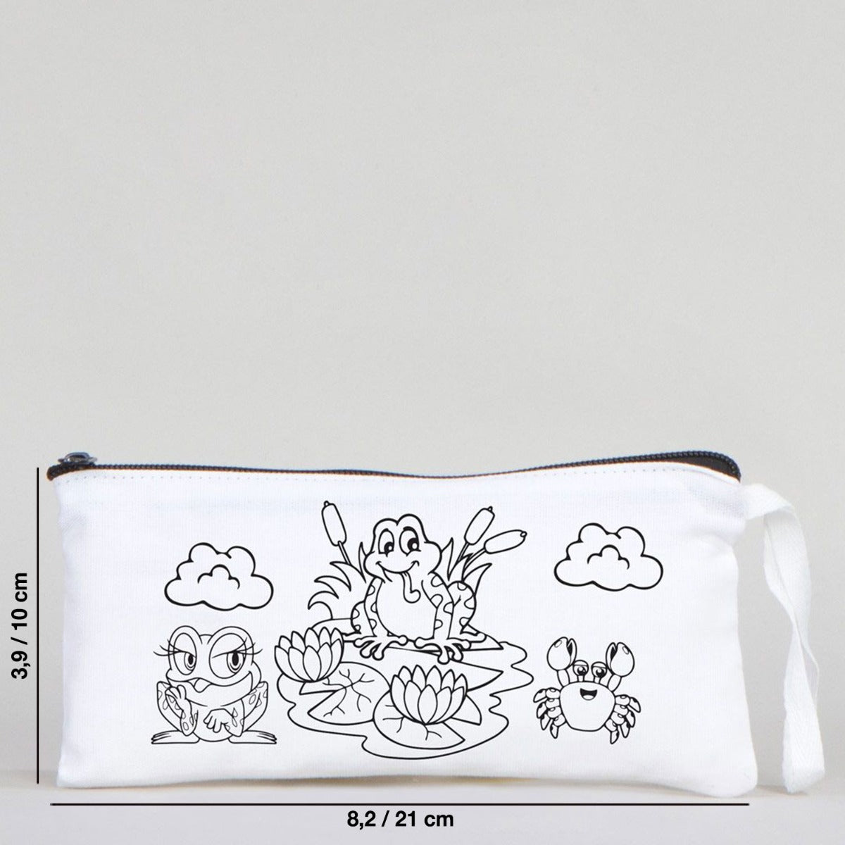 Dyeable Fabric Pencil Case 8" W x 4" H (21cm x 10cm)   - Cute Frog