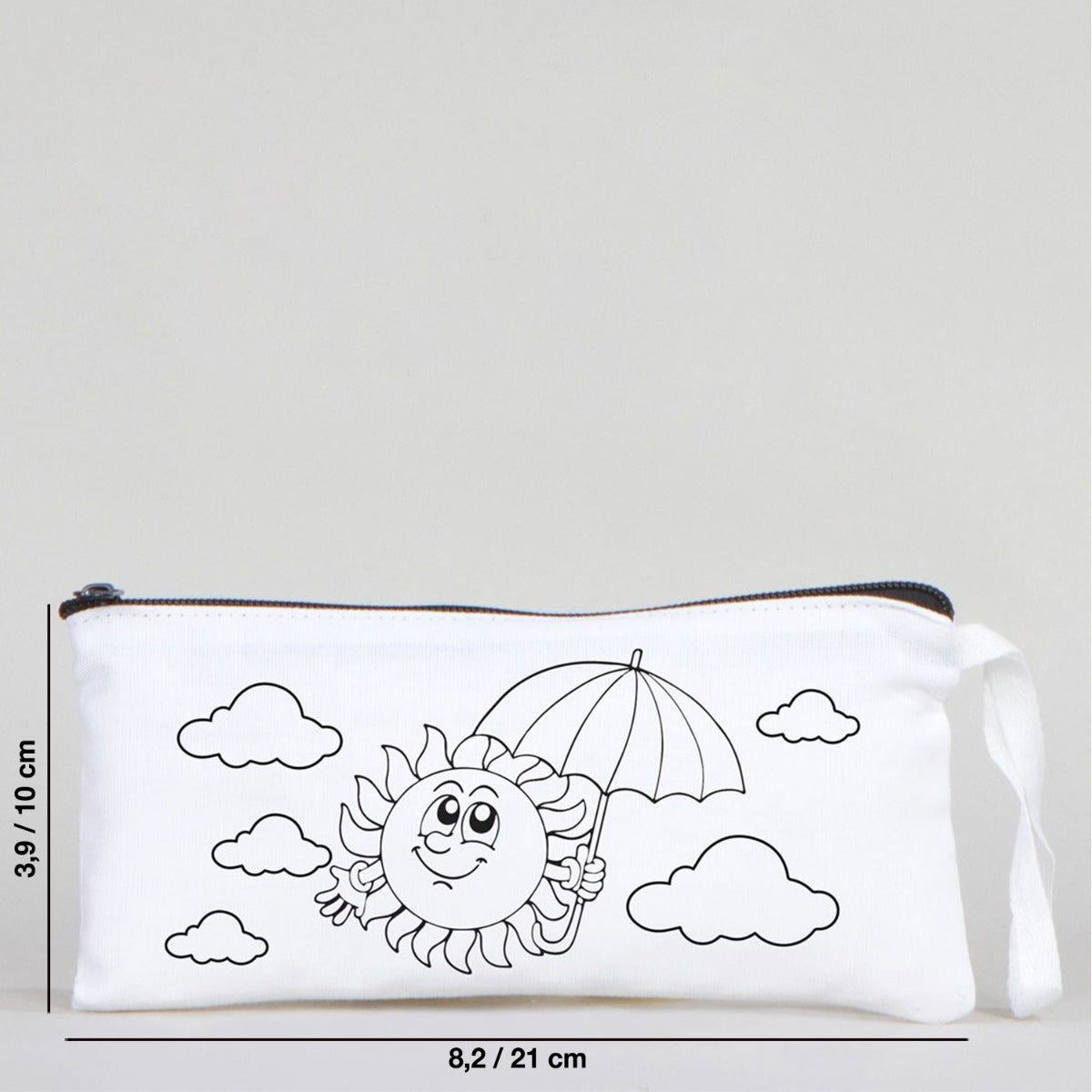 Dyeable Fabric Pencil Case 8" W x 4" H (21cm x 10cm) - Happy Sun