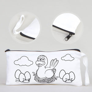 Dyeable Fabric Pencil Case - 8" W x 4" H (21cm x 10cm)  -  Mother Bird