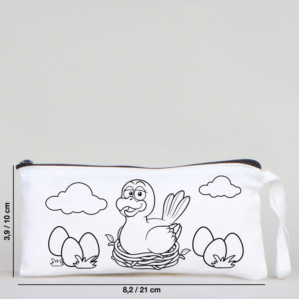 Dyeable Fabric Pencil Case - 8" W x 4" H (21cm x 10cm)  -  Mother Bird