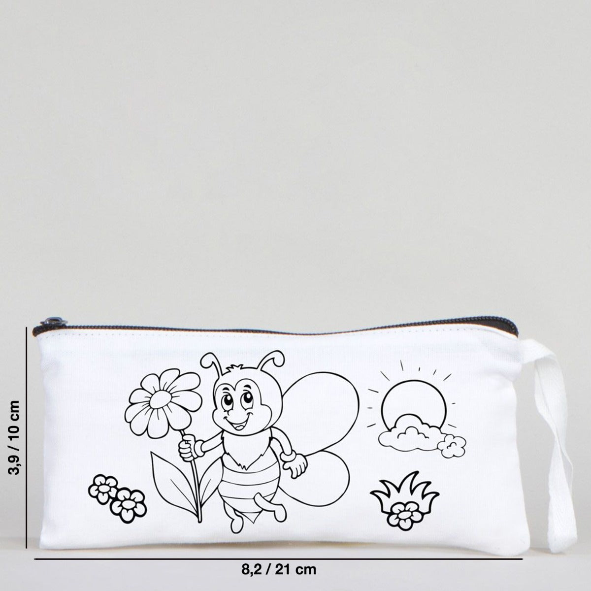 Dyeable Fabric Pencil Case 8" W x 4" H (21cm x 10cm)  - Ladybug