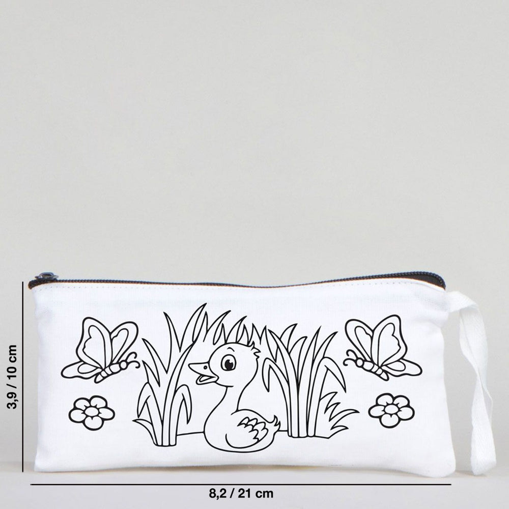 Dyeable Fabric Pencil Case 8" W x 4" H (21cm x 10cm)  - Little Duck