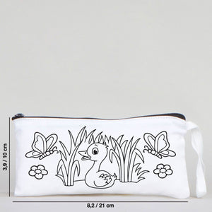Dyeable Fabric Pencil Case 8" W x 4" H (21cm x 10cm)  - Little Duck